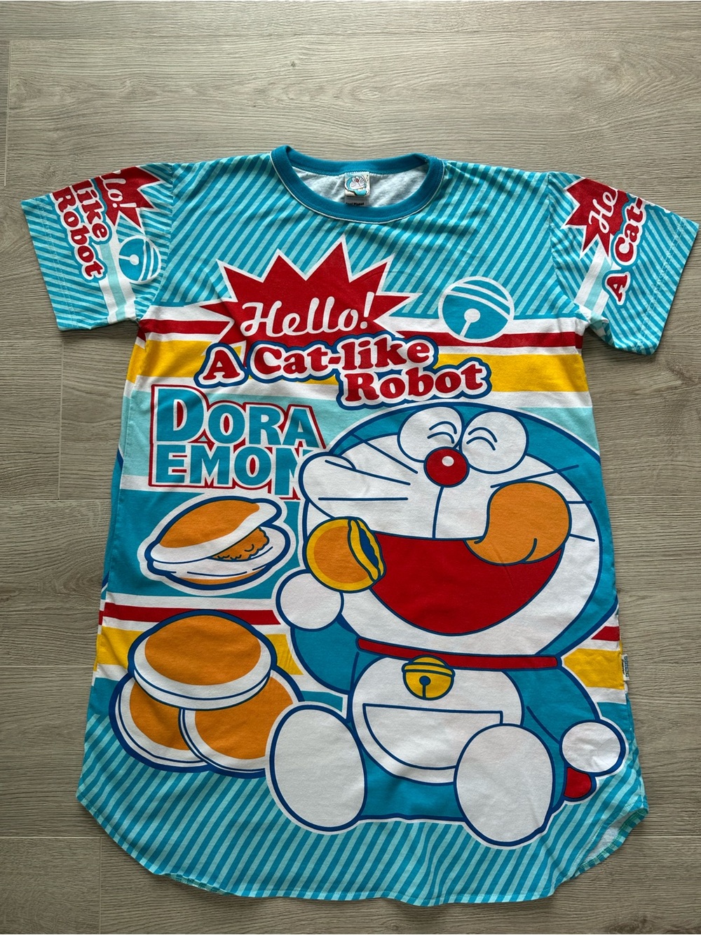 Doraemon Cat-Like Robot Licensed Graphic T-Shirt Dress Animae Manga Sleepwear